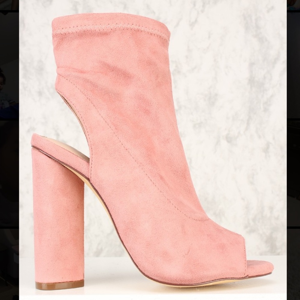 Pink Open Toe Booties